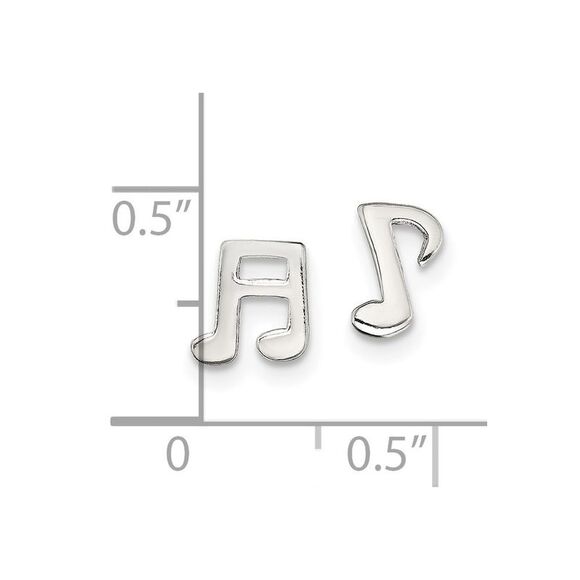 Kazi Luxury Sterling Silver Polished Left and Right Music Notes Post Earrings - Picture 4 of 4